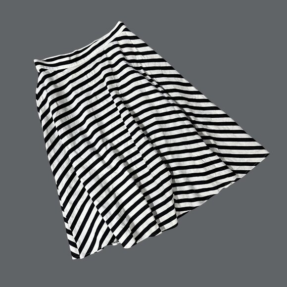 Lauren Ralph Lauren Black White Striped Swing Skirt Womens Size 10 A Line - Picture 1 of 7